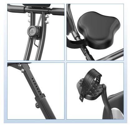 Vélo d’appartement Fitness pliable 4-en-1 magnétique compact Noir