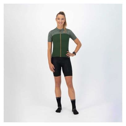 Maillot Manches Courtes Velo Rogelli Melange - Femme - Vert/Corail