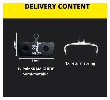 Paires de Plaquettes BLACK RIDER pour SRAM Guide Semi-métallique "Agressif"