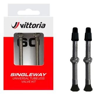 Paar Vittoria Singleway Presta Tubeless ventielen Zilver