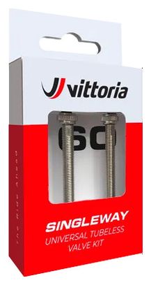 Paar Vittoria Singleway Presta Tubeless ventielen Zilver