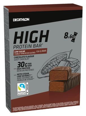 Decathlon Nutrition Barritas de Chocolate Altas Proteínas 8x60g