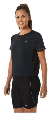 Asics Race Crop Top Kurzarm Trikot Schwarz Damen