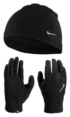 Nike Fleece Mütze und Handschuh Set Schwarz