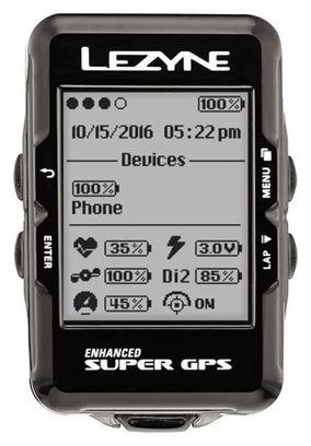 Compteur GPS Lezyne Super Noir + Cardio/Cadence