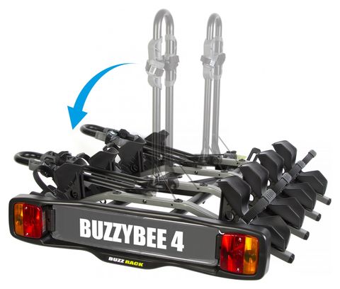 Buzz Rack Buzzy Bee 4 Towbar Bike Rack 7 Pins - 4 Bikes Black