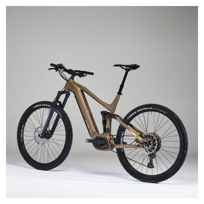 Rockrider Stilus E-All Mountain Volledig geveerde elektrische fiets Sram SX 12V 29'' Ocre 2023