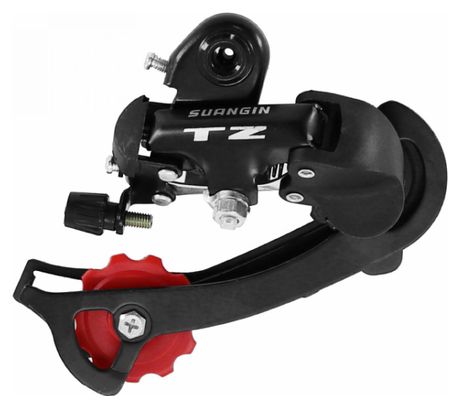 Deragliatore vtt arrière p2r 8-7v. noir tz grande chape a visser (compatibile Shimano jusqu'a 30dts) sur carte