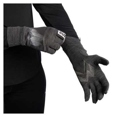 Buff Dryflx Long Gloves, Gray/Black