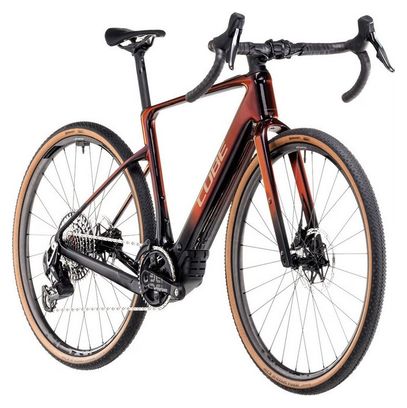 Vélo de Gravel Electrique Cube Nuroad Hybrid C:62 SLT 400X Sram Force eTap AXS/Sram XX SL Eagle AXS 12V 400 Wh 700 mm Violet Orange Solareclipse