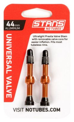 Stan's NoTubes - Paire de valves  Universal  Al  Presta 44mm  Orange