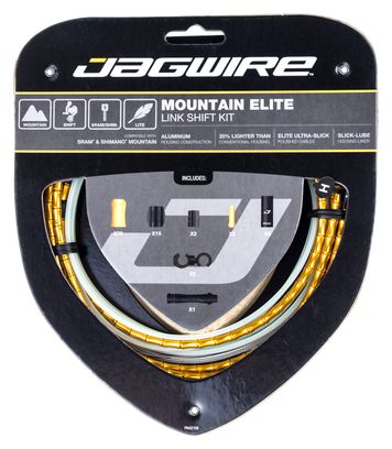 Kit Câble et Gaine VTT Jagwire Mountain Elite Link pour Dérailleur Or 