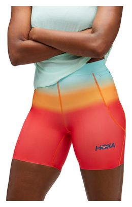 Women's Hoka Novafly Run Knit Shorts 6inch Blue Orange