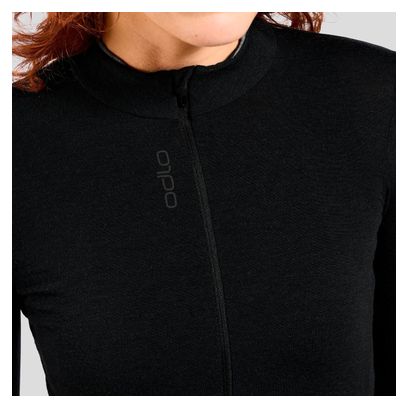 Odlo Women's Full Zip Performance Wool Trui met lange mouwen Zwart