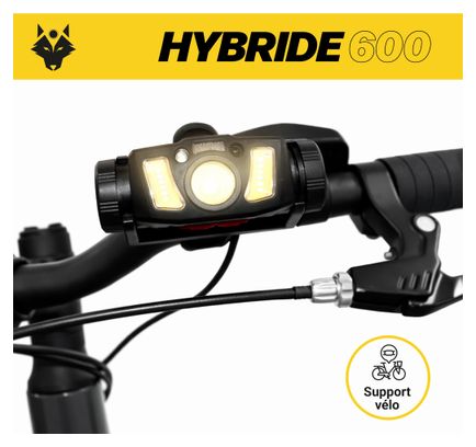 Lampe frontale 2 en 1  vélo HYBRIDE600 - Rechargeable / 300 lumens