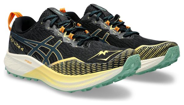Asics Fuji Lite 4 Black Yellow Trail Running Shoes