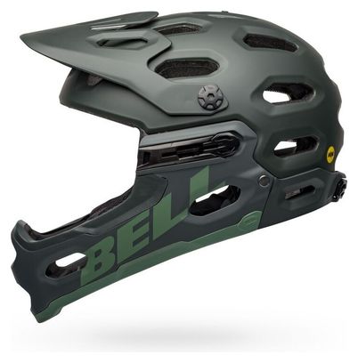 Casque avec Mentonnière amovible Bell Super 3R MIPS Vert Mat