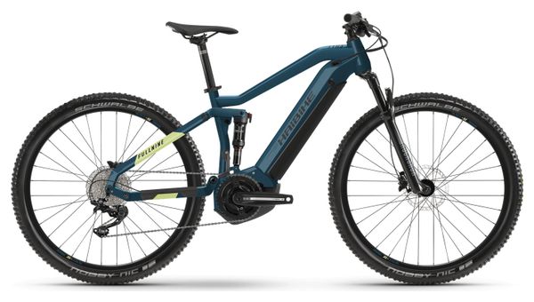 MTB eléctrica doble suspensión Haibike FullNine 5 Shimano Deore M5100 11V 500Wh 29' Azul / Amarillo 2021