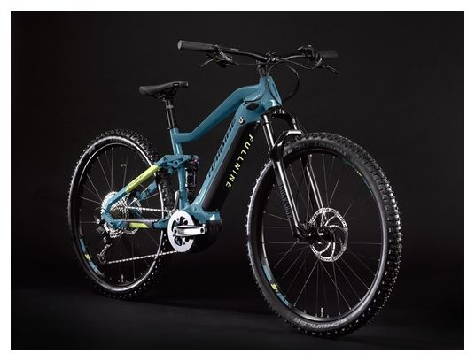 MTB eléctrica doble suspensión Haibike FullNine 5 Shimano Deore M5100 11V 500Wh 29' Azul / Amarillo 2021