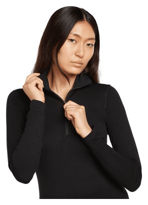Camiseta interior mujer 1/2 cremallera Icebreaker Merino 200 Oasis Negro