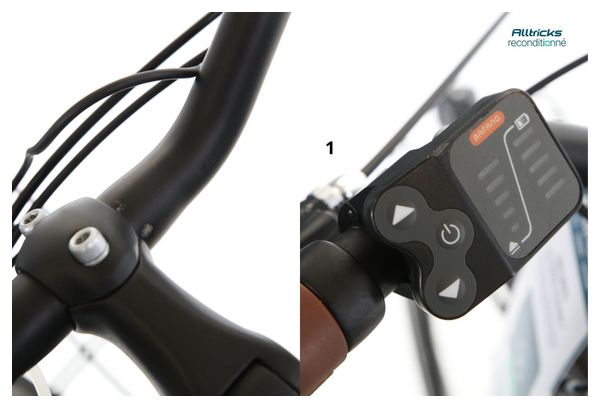 Vélo de Ville Électrique Mixte Bicyklet Claude Shimano Tourney 7V 500 Wh 700 mm Bleu Nuit Mat Marron T.48 167/185cm - Produit Reconditionné
