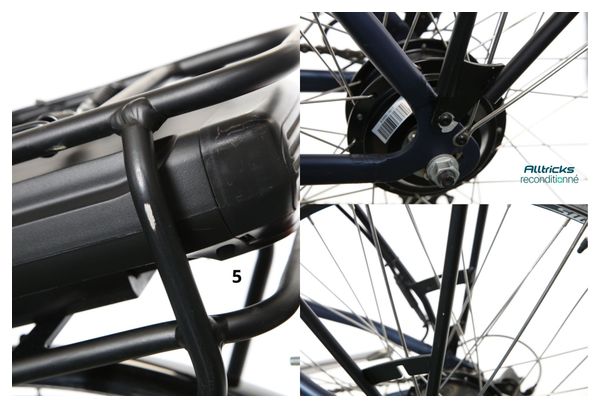 Vélo de Ville Électrique Mixte Bicyklet Claude Shimano Tourney 7V 500 Wh 700 mm Bleu Nuit Mat Marron T.48 167/185cm - Produit Reconditionné