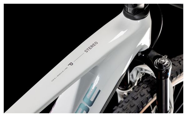VTT Électrique Tout-Suspendu Cube Stereo Hybrid One44 Pro 800 Shimano Cues 11V 800 Wh 29'' Blanc Cotton Gris 2025