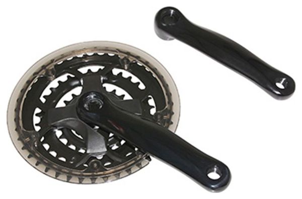 PEDALIER VTT P2R 7-8V. NOIR 150mm 42-32-22 AVEC PARE-CHAINE (BOITIER 118-122mm)