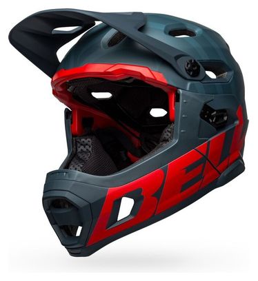 Casco Bell Super DH Spherical Mips con sottogola staccabile blu / rosso cremisi 2021