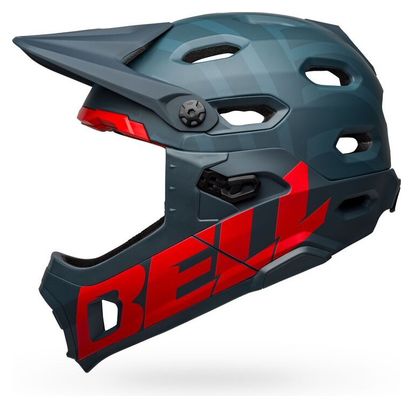 Casco Bell Super DH Spherical Mips con sottogola staccabile blu / rosso cremisi 2021