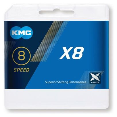 Cadena KMC X8 96 Eslabones Plata