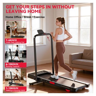 Tapis de course Fitness Y3 inclinaison automatique compact Noir avec tapis
