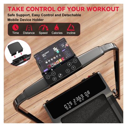 Tapis de course Fitness Y3 inclinaison automatique compact Noir avec tapis