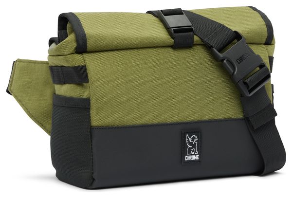 Handlebar Bag Chrome Double track Bar Bag Green Black