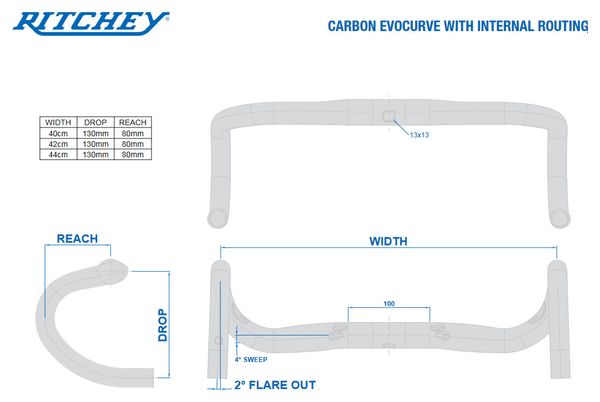 Manubrio Ritchey Superlogic EvoCurve Internal Routing | 31,8 mm | Manubrio nero