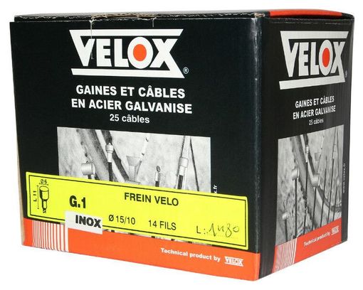 Boîte de 25 câbles de frein vélo route inox Velox Shimano 10-11 v.