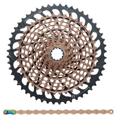 Pack Cassetta Sram XX1 Eagle XG-1299 10-52 Denti 12V Rame + Catena Sram XX1 Eagle 12V 126 Maglie Rame