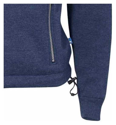 Ivanhoé Assar Full Zip Bleu Acier avec zip sur le devant en laine mérinos À l'horizon 2020 - Bleu