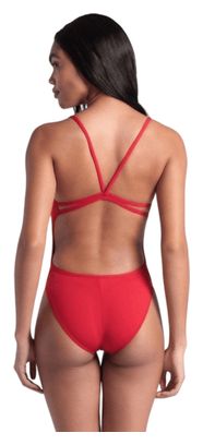 Maillot de Bain Arena Team Dos Lace Uni Rouge Femme