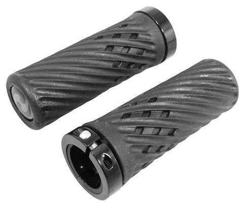 Poignee Vtt Herrmans Luna Lock 90Mm Noir Avec Collier Fermeture (Paire)