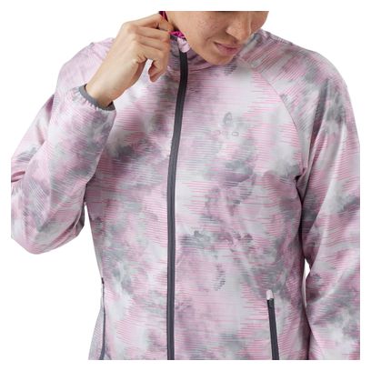 Odlo Essential Light Print Women's Waterproof Jacket Grey / Pink