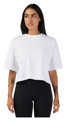 Wordmark Premium Crop T-Shirt für Frauen Weiß