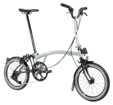 Bicicletta pieghevole Brompton C-Line Explore 12 velocità Manubrio medio Lunar Ice