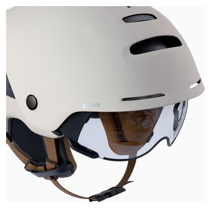 Casque Ville Btwin 900 Led Intégré Beige