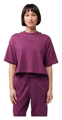 Fox Wordmark Women's Purple Crop Short Sleeve T-Shirt