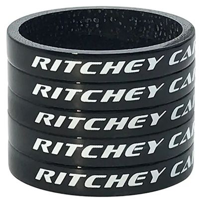 Entretoises Ritchey 1-1/8'' Carbon Glossy 5mm Noir (sachet de 5)
