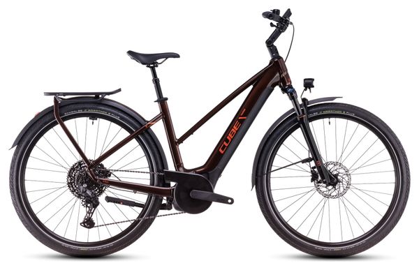 Cube Touring Hybrid Pro 625 Trapeze Elektrische Hybride Fiets Shimano Cues 11S 625 Wh 700 mm Kaneel Bruin Oranje 2025