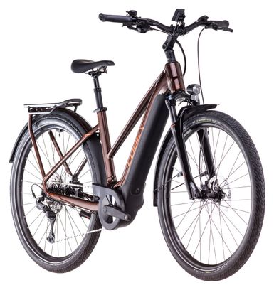 Cube Touring Hybrid Pro 625 Trapeze Elektrische Hybride Fiets Shimano Cues 11S 625 Wh 700 mm Kaneel Bruin Oranje 2025