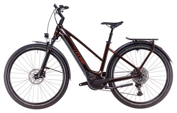 Cube Touring Hybrid Pro 625 Trapeze Elektrische Hybride Fiets Shimano Cues 11S 625 Wh 700 mm Kaneel Bruin Oranje 2025