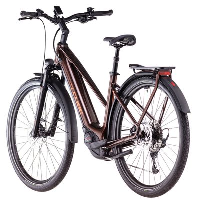 Cube Touring Hybrid Pro 625 Trapeze Elektrische Hybride Fiets Shimano Cues 11S 625 Wh 700 mm Kaneel Bruin Oranje 2025